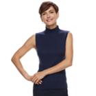 Women's Dana Buchman Mockneck Sleeveless Top, Size: Large, Blue (navy)