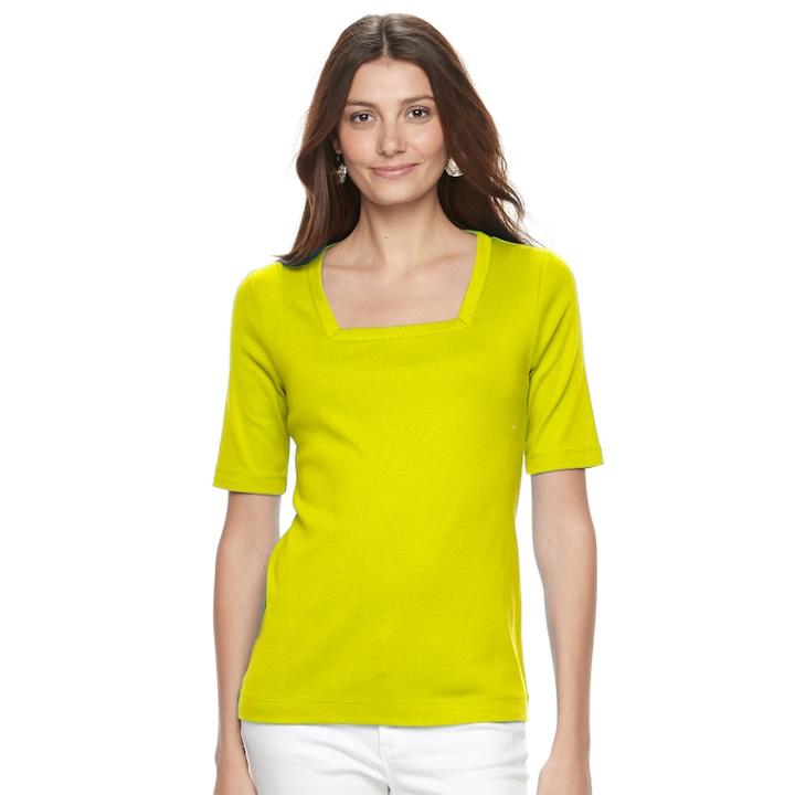 Women's Croft & Barrow&reg; Squareneck Tee, Size: Xxl, Med Green
