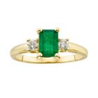 The Regal Collection 14k Gold Genuine Emerald And 1/5-ct. T.w. Igl Certified Diamond 3-stone Ring, Women's, Size: 8, Green