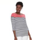Women's Croft & Barrow&reg; Button-shoulder Boatneck Tee, Size: Small, Med Pink