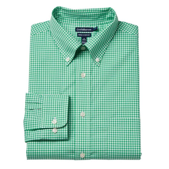 Big & Tall Croft & Barrow&reg; True Comfort Regular-fit Dress Shirt, Men's, Size: 18 36/7b, Green