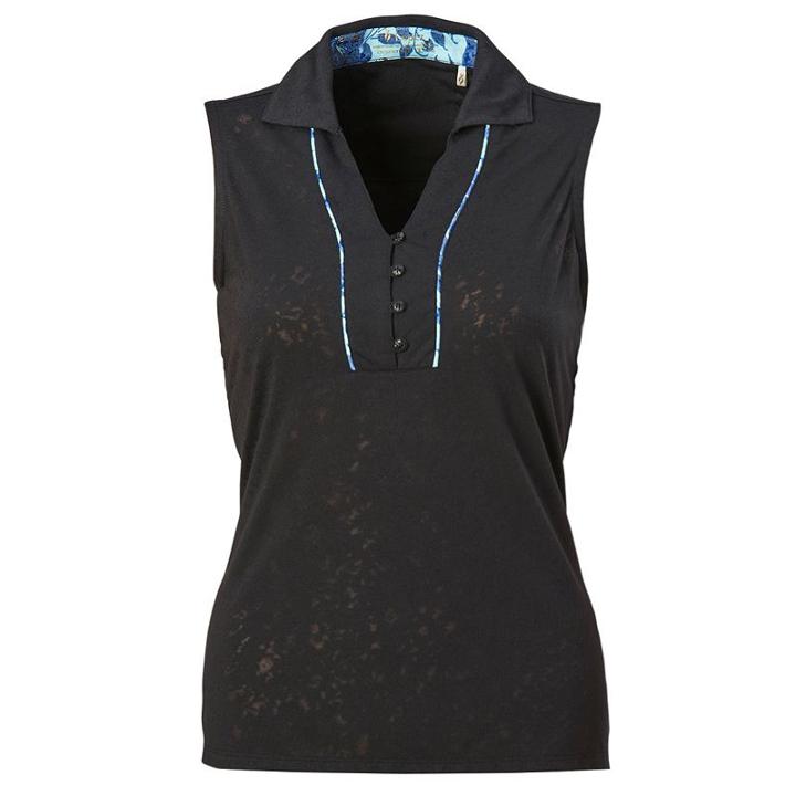 Women's Nancy Lopez Courage Sleeveless Golf Polo, Size: Xl, Black