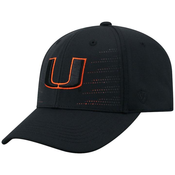 Adult Top Of The World Miami Hurricanes Dazed Performance Cap, Men's, Black