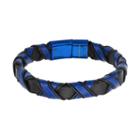 Men's Blue & Black Leather Woven Bracelet, Size: 8.5, Multicolor
