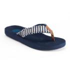 So&reg; Women's Striped Raw-edge Thong Sandals, Size: Large, Dark Blue