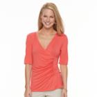 Women's Dana Buchman Printed Surplice Top, Size: Small, Lt Orange