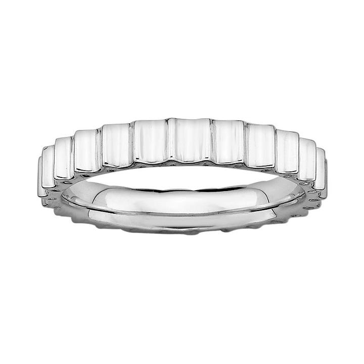 Stacks And Stones Sterling Silver Beveled Stack Ring, Women's, Size: 7, Grey