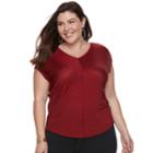 Plus Size Jennifer Lopez Dolman V-neck Tee, Women's, Size: 2xl, Med Red