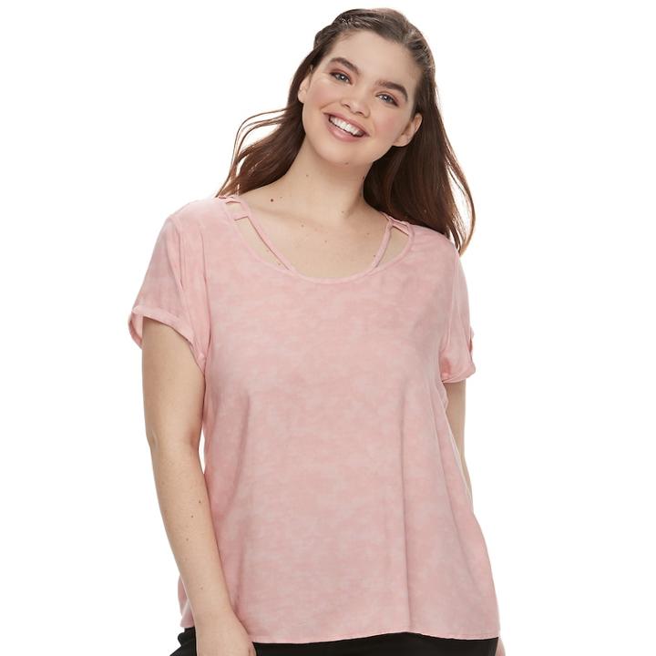 Juniors' Plus Size So&reg; Cold-clavicle Tee, Teens, Size: 3xl, Brt Pink