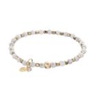 Tfs Jewelry 14k Gold Over Silver White Howlite Bead Stretch Bracelet, Women's, Size: 7