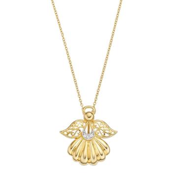 Sentimental Expressions 14k Gold Over Silver Cubic Zirconia Angel Of Rememberance Necklace, Women's, Size: 18, White