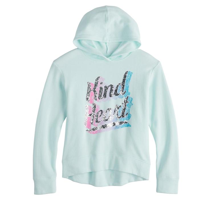 Girls 7-16 & Plus Size So&reg; Fleece Pullover Graphic Hoodie, Size: 12, Turquoise/blue (turq/aqua)