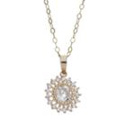 Cubic Zirconia 10k Gold Halo Pendant Necklace, Women's, Size: 18, White
