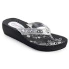 Candie's&reg; Women's Floral Simulated Pearl Wedge Flip-flops, Size: Xl, Silver
