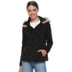 Juniors' J-2 Faux-fur Hood Fleece Jacket, Teens, Size: Xl, Black