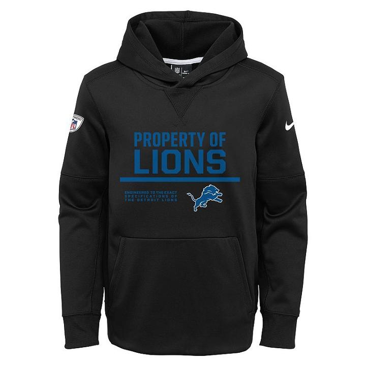 Boys 8-20 Nike Detroit Lions Circuit Therma-fit Hoodie, Boy's, Size: S(8), Black