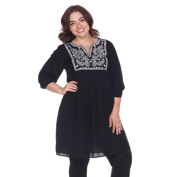 Plus Size White Mark Embroidered Smock Dress, Women's, Size: 1xl, Black