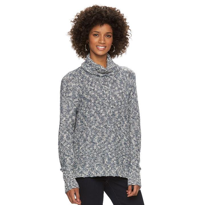Women's Chaps Marled Cowlneck Sweater, Size: Xs, Light Blue