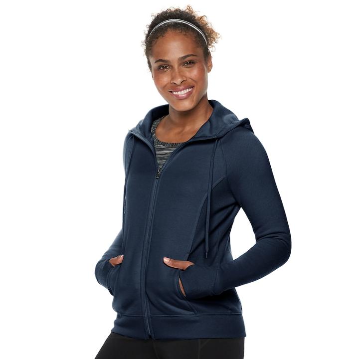 Petite Tek Gear&reg; Hooded Fleece Jacket, Women's, Size: M Petite, Dark Blue