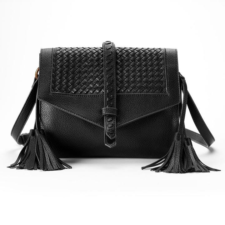 Rosetti Addison Basket Weave Flap & Tassel Crossbody Bag, Women's, Grey (charcoal)