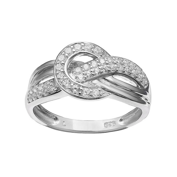 Primrose Sterling Silver Cubic Zirconia Crossover Ring, Women's, Size: 7, White