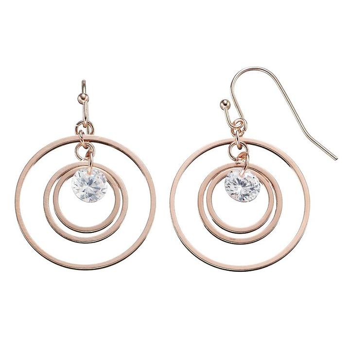 Lc Lauren Conrad Cubic Zirconia Orbital Circle Drop Earrings, Women's, Light Pink