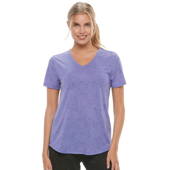 Women's Tek Gear&reg; Easy Burnout V-neck Yoga Tee, Size: S Tall, Med Purple