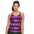 Women's N Printed Racerback Tankini Top, Size: Xxl, Black
