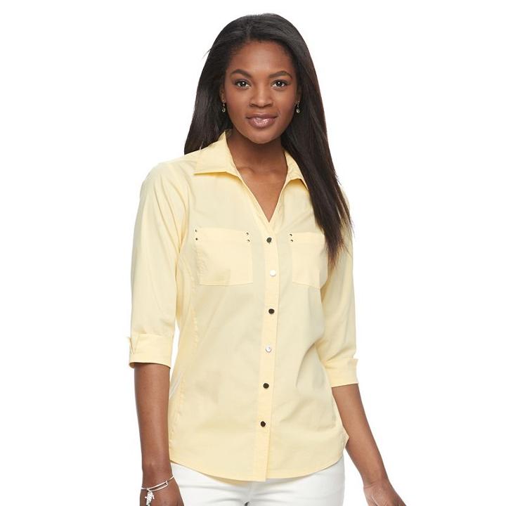 Women's Croft & Barrow&reg; Knit-to-fit Shirt, Size: Xl, Brt Yellow