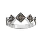 Sterling Silver 1/5 Carat T.w. Black Diamond Geometric Ring, Women's, Size: 7, Grey