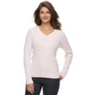 Women's Croft & Barrow&reg; Essential Cable Knit V-neck Sweater, Size: Xs, Brt Pink
