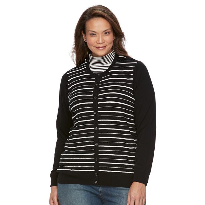 Plus Size Croft & Barrow&reg; Button Front Cardigan, Women's, Size: 1xl, Black