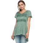 Women's World Unity V-neck Lace Front Tee, Size: Xxl, Green
