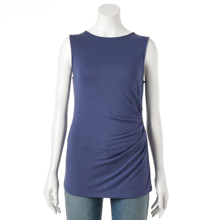Women's Apt. 9&reg; Ruched Sleeveless Top, Size: Small, Blue