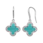 Marie Claire Jewelry Crystal Silver Tone Clover Drop Earrings, Women's, Turq/aqua