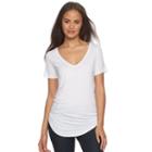 Juniors' Mudd&reg; Short Sleeve V-neck Tee, Girl's, Size: Large, White