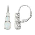 Sterling Silver Lab-created Opal Graduated Drop Earrings, Women's, White
