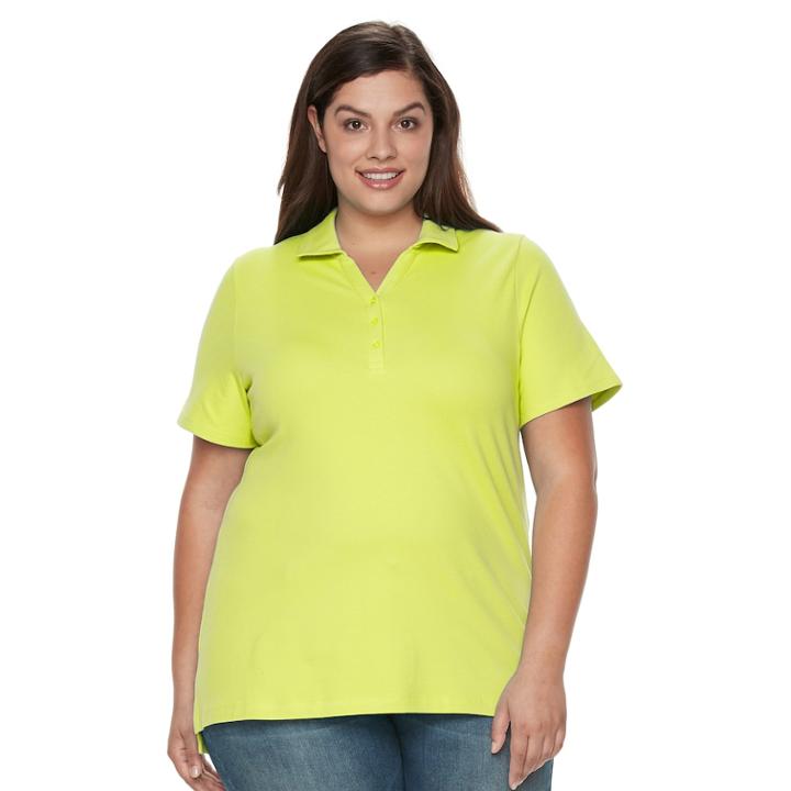Plus Size Croft & Barrow&reg; Pique Polo, Women's, Size: 3xl, Med Green