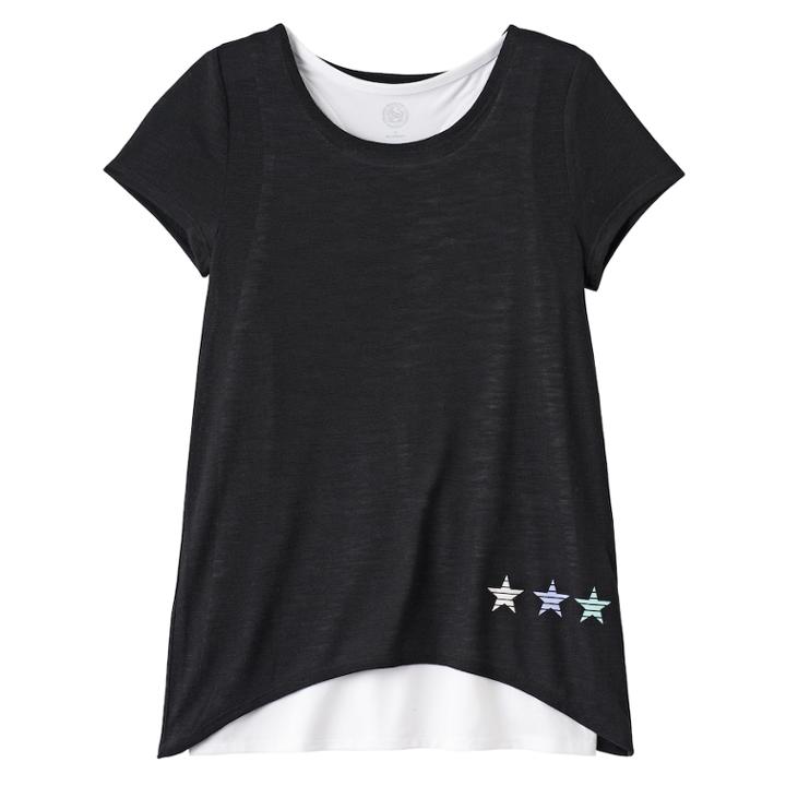 Girls Plus Size Double Layer Tulip Back Tank Top Tee, Size: 18 1/2, Black