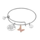 Love This Life Two Tone Daughter Charm Bangle Bracelet, Women's, Silver