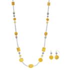 Yellow Long Necklace & Drop Earring Set, Women's