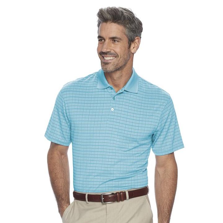 Men's Haggar Classic-fit Windowpane Performance Polo, Size: Medium, Blue Other