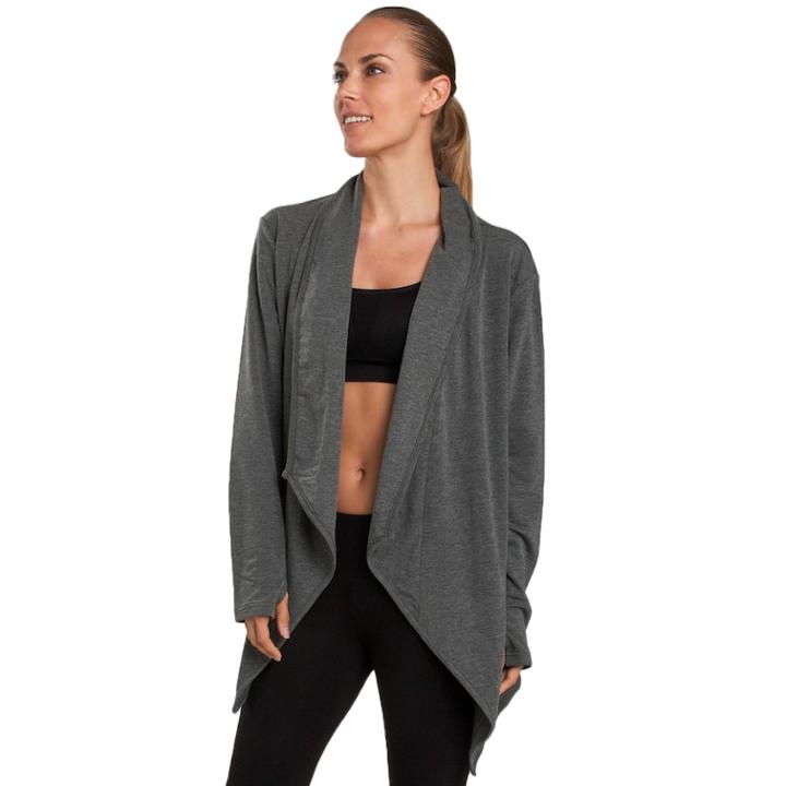 Women's Jockey Sport Tempo Thumb Hole Wrap Cardigan, Size: Medium, Grey
