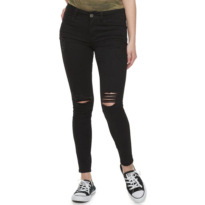 Juniors' So&reg; Low-rise Destructed Jeggings, Teens, Size: 1, Oxford