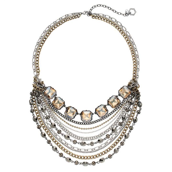 Simply Vera Vera Wang Tri Tone Swag Necklace, Women's, Multicolor