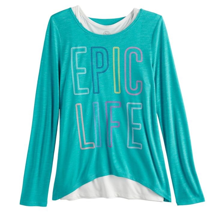 Girls 7-16 & Plus Size So&reg; Racerback Tank Top & Long Sleeve Tee Set, Size: 12, Med Blue
