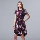 Women's Simply Vera Vera Wang Print High-low Shirtdress, Size: Xs, Black