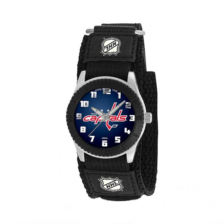 Game Time Rookie Series Washington Capitals Silver Tone Watch - Nhl-rob-was - Kids, Boy's, Black