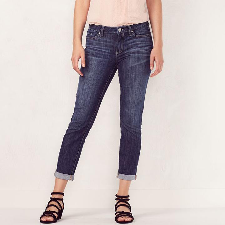 Women's Lc Lauren Conrad Cuffed Skinny Capri Jeans, Size: 8, Med Blue