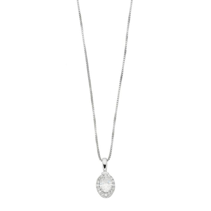 Forever Classic Sterling Silver 1 Carat T.w. Lab-created Moissanite Oval Halo Pendant, Women's, Size: 18, White